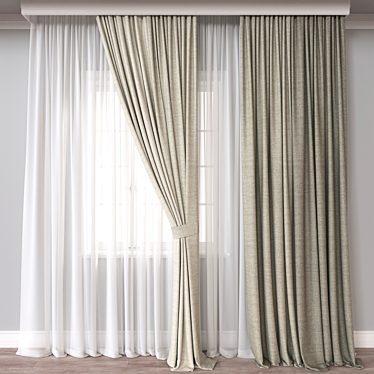 Modern Curtain 3D Model Set 3D model image 1 