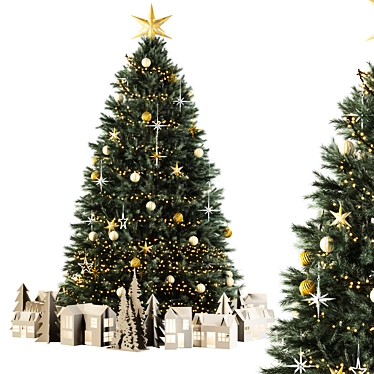 Christmas Tree Set with Decorations 3D model image 1 