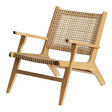 Acacia and Wicker Dining Chair 3D model image 1 