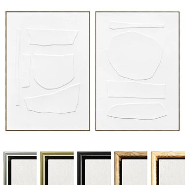 Plaster Texture Double Photo Frame 3D model image 1 