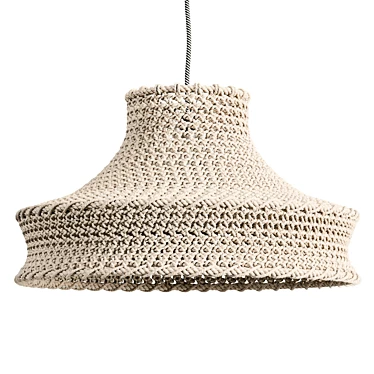 Handwoven White Rope Pendant Shade 3D model image 1 