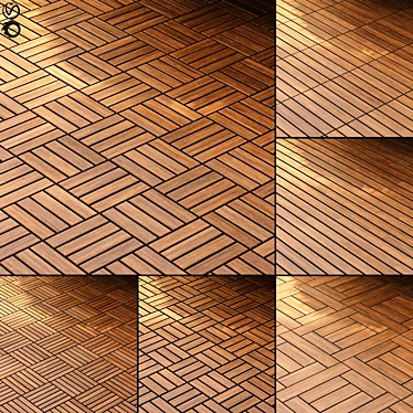 Seamless PBR Wooden Parquet Patterns 3D model image 1 