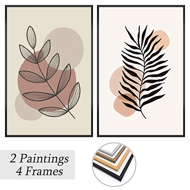 Modern Art Set with Frames 3D model image 1 