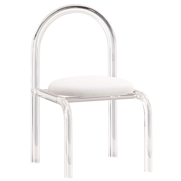 White Acrylic Chair with Velvet Seat 3D model image 1 