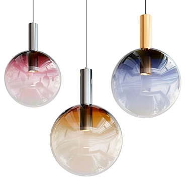 Elegant Blown Glass Pendant Lamp 3D model image 1 