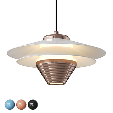 Dual Conical Metal LED Pendant 3D model image 1 