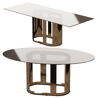 Sleek Glass Steel Table Set 3D model image 1 