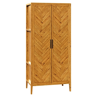 Solid Pine Wood 2-Door Cabinet'in Nottingham Shade 3D model image 1 