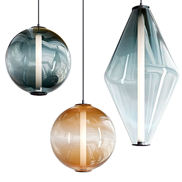 Elegant LED Glass Pendant Lamp 3D model image 1 