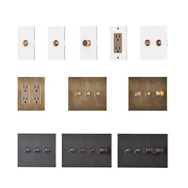 Elegant Brass Electrical Switches 3D model image 1 