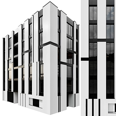  Modern Residential Building Model 3D model image 1 