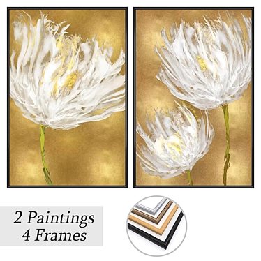  2 Paintings & 4 Frames Set 3D model image 1 