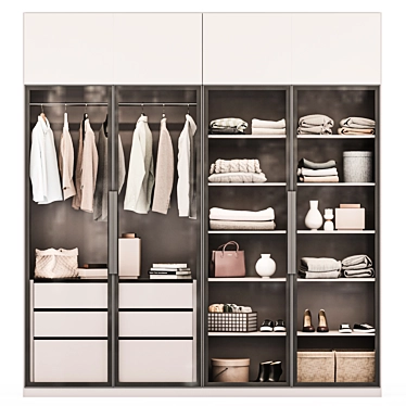 Modern Beige Wardrobe Set 3D model image 1 