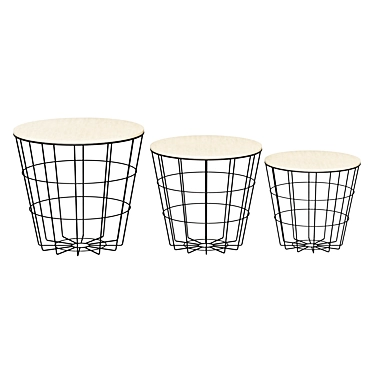 Brown Basket Coffee Table Set 3D model image 1 