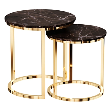 Black-Gold Marble Coffee Tables 3D model image 1 