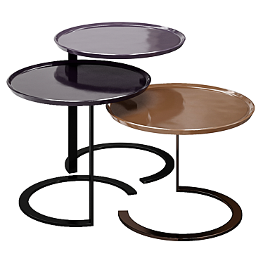 Minimalist Steel Trio Side Table 3D model image 1 