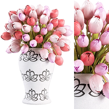 Tulips Bouquet in Vase 3D model image 1 