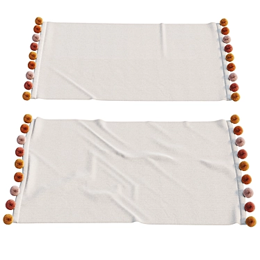 Cotton Bath Rug with Pompons 3D model image 1 