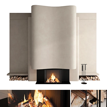 Modern Fireplace Wall Decor Set 3D model image 1 