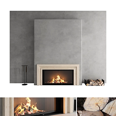 Decorative wall with fireplace set 61