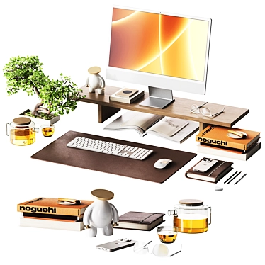 Workspace Japandi Set with Apple Gear 3D model image 1 