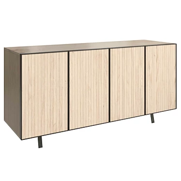 Modern Steel White Oak Sideboard 3D model image 1 