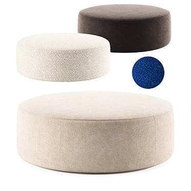 Luxury Grey Velvet AKERA Pouf 3D model image 1 