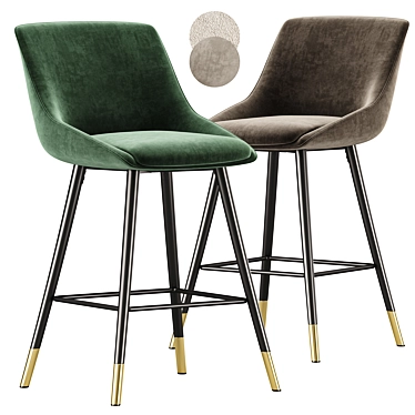 Modern Bar Stool with Backrest 3D model image 1 