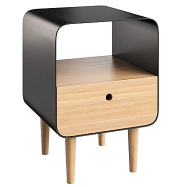 Wood and Metal Bedside Table, Jimi 3D model image 1 