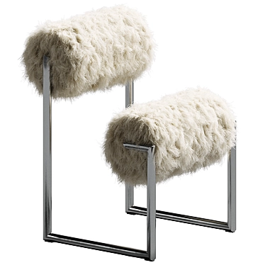 Modern Dual-Color Fur Armchair 3D model image 1 