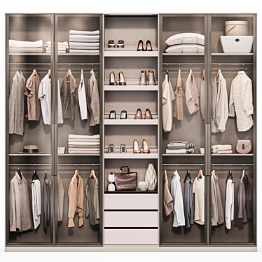 Modern Style Wardrobe System 3D model image 1 