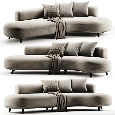 Elegant Polyester Corner Sofa 3D model image 1 