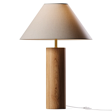 Sleek Wood Column Table Lamp 3D model image 1 