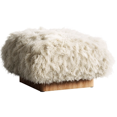 Cozy White Sheepskin Ottoman 3D model image 1 