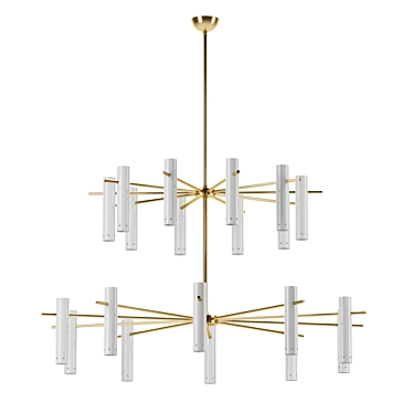 Brass Pendant Light with 20 Shades 3D model image 1 