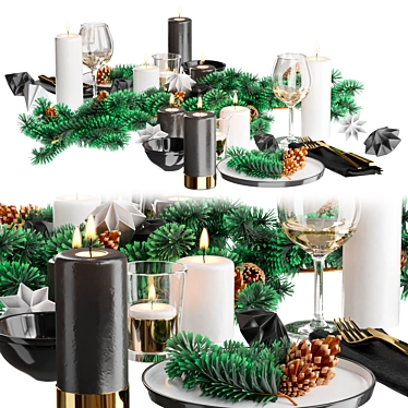 Festive New Year Table Setting 3D model image 1 