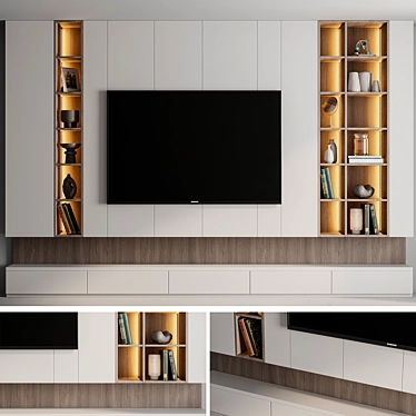 Custom TV Wall X-Form Design 3D model image 1 