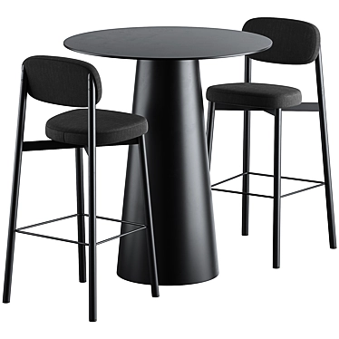 Modern Circula Bar Table Set 3D model image 1 