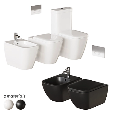 Happy D.2 Ceramic Bathroom Set 3D model image 1 