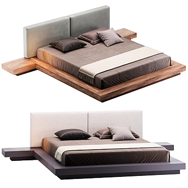 Modern Double Bed Set 3D model image 1 