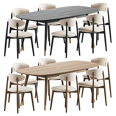 Modern Dining Set in Grey 3D model image 1 