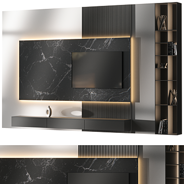 Modern TV Wall Set Furniture 3D model image 1 