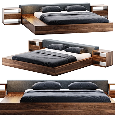 Sleek Low Profile Bed 3D model image 1 