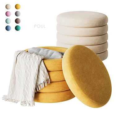 Colorful Scandinavian Poul Pouf 3D model image 1 