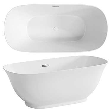 Elegant Standalone White Acrylic Bath 3D model image 1 