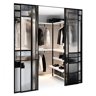 Modern Walk-in Wardrobe with Décor 3D model image 1 