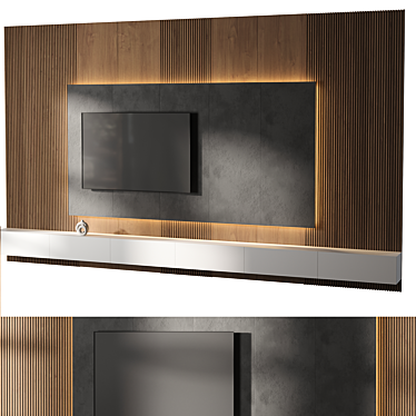 Modern TV Wall Set 08 3D model image 1 