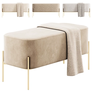 Velvet Upholstered Harper Bench 3D model image 1 