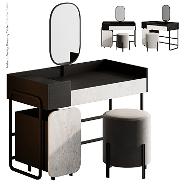 Elegant White Vanity Dressing Table 3D model image 1 