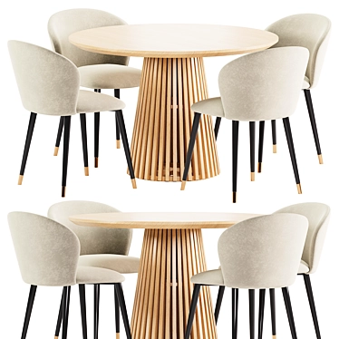 Modern Wood Round Dining Table 3D model image 1 